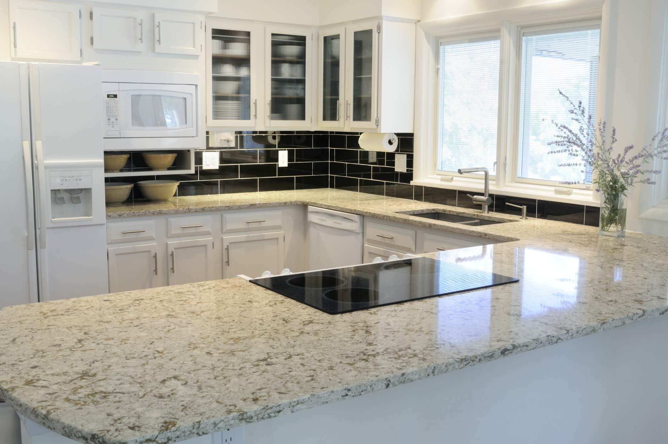kitchen design with gray granite countertops